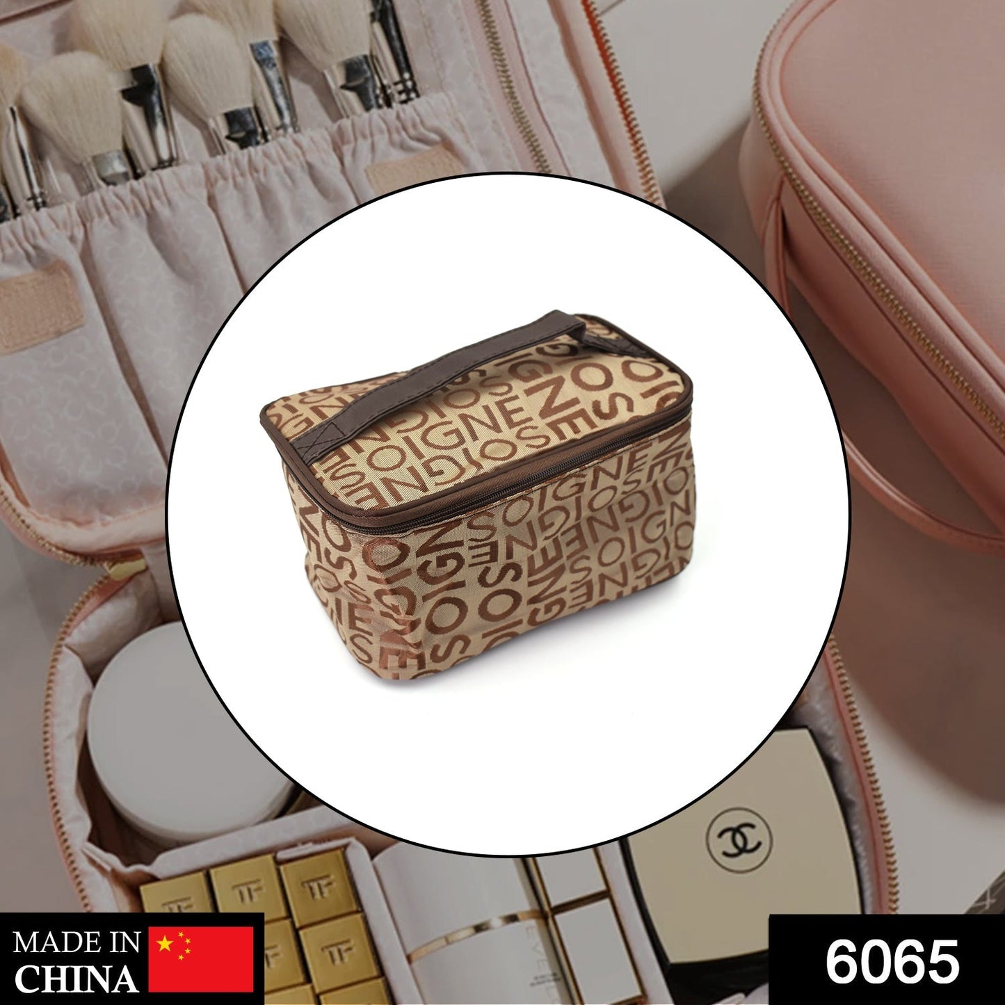 6065 Portable Makeup Bag widely used by women’s for storing their makeup equipment’s and all while travelling and moving. DeoDap