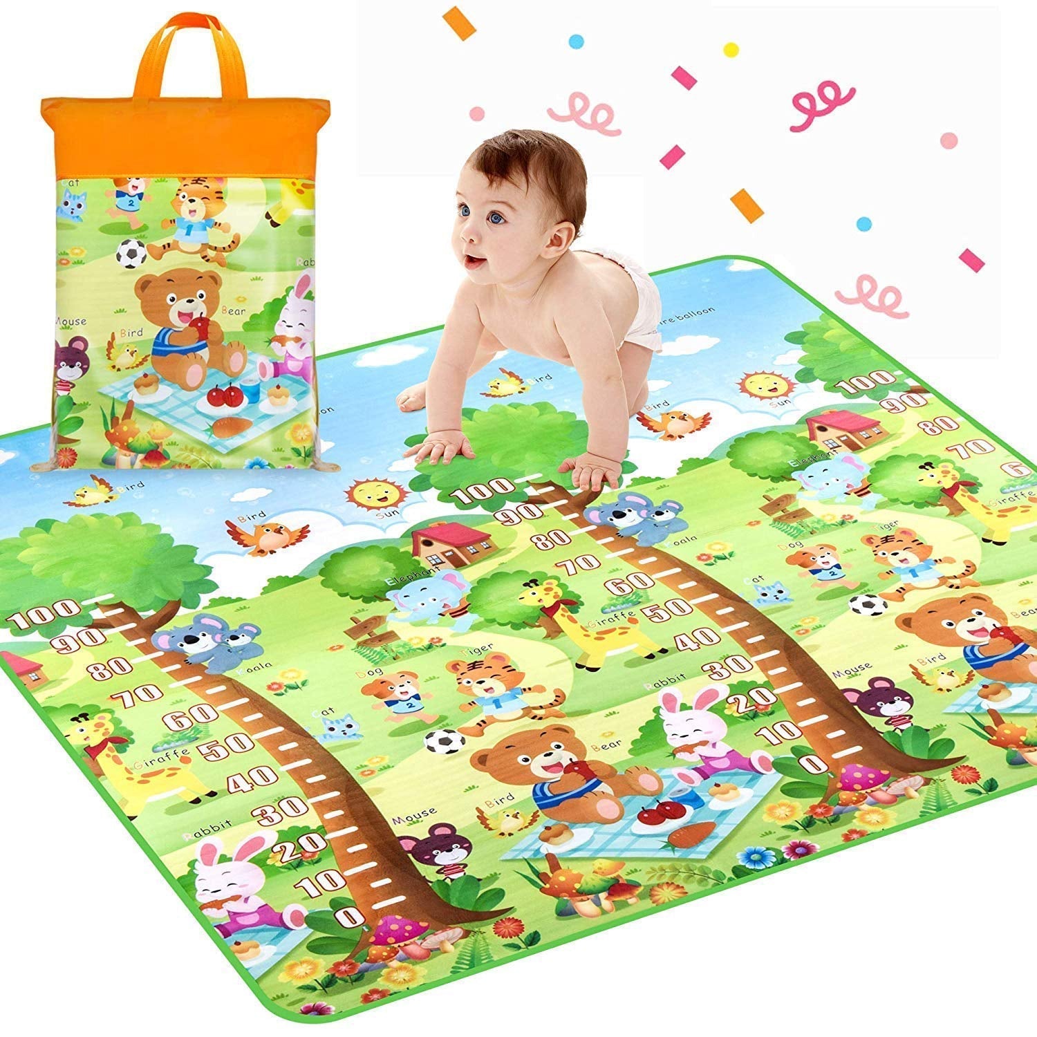 8059 Waterproof Double Side Baby Play Floor Mat for Kids Home With Bag (Size 120 x 180cm) DeoDap