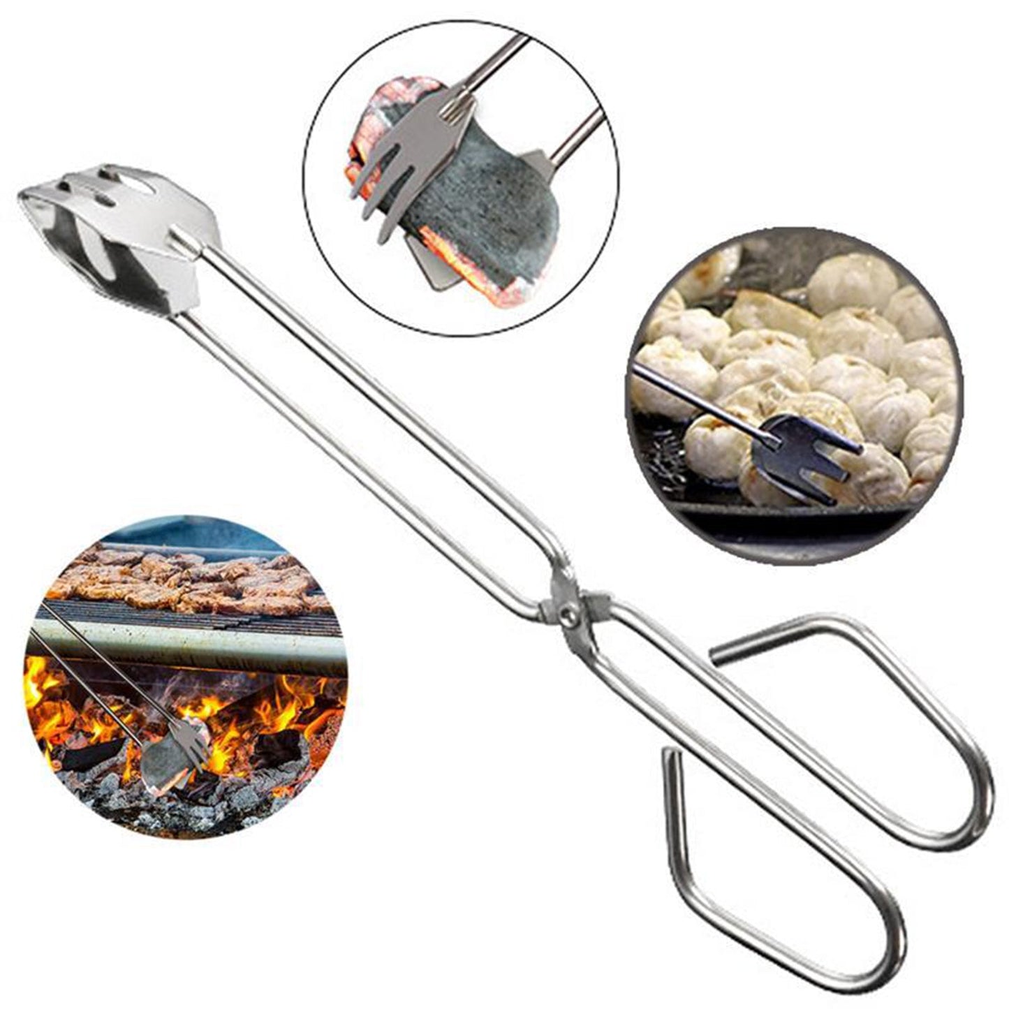 2881 Multi functional Metal BBQ Clip Tongs Clamp for Garbage Charcoal Serving Tools DeoDap