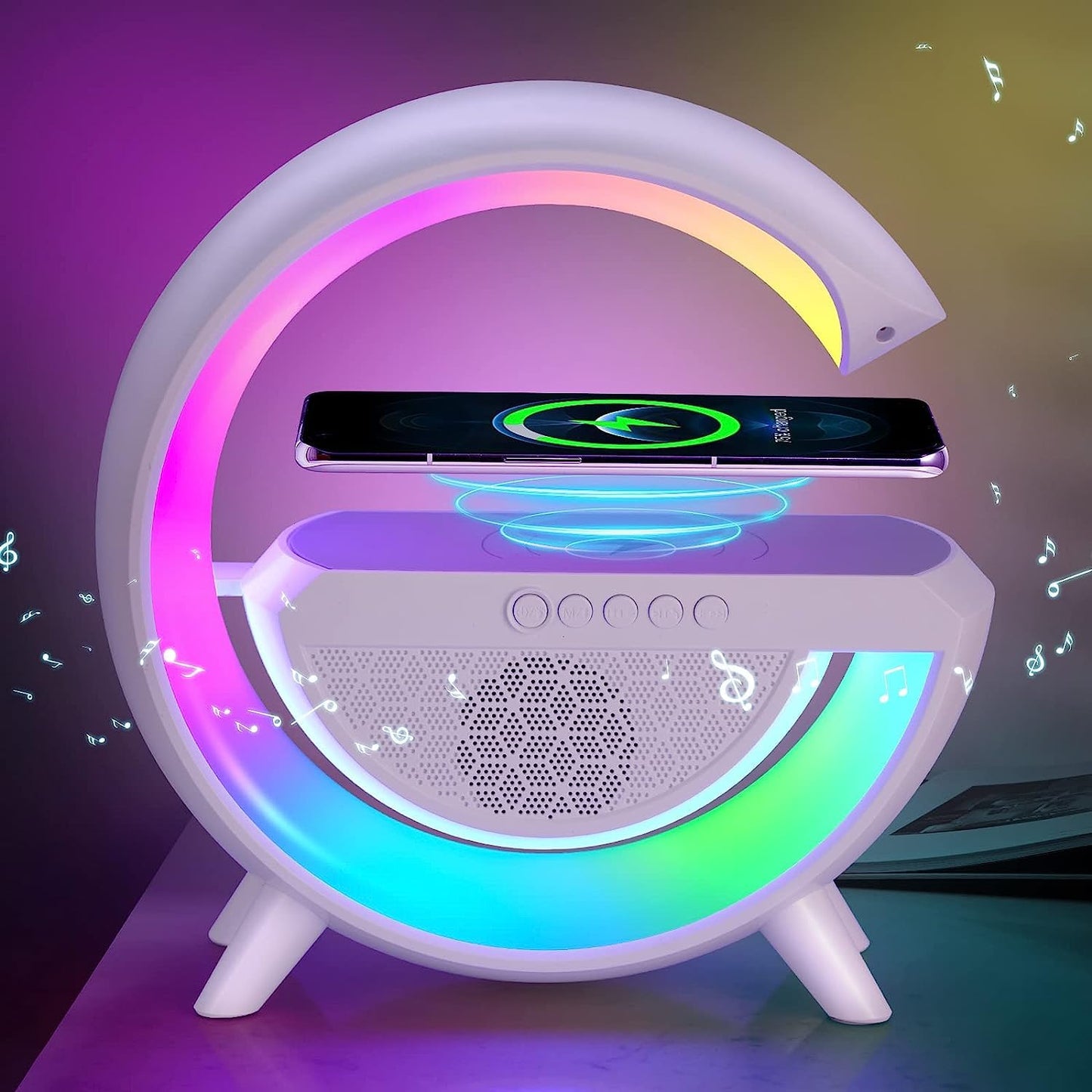 1393   3-in-1 Multi-Function LED Night Lamp with Bluetooth Speaker, Wireless Charging, for Bedroom for Music, Party and Mood Lighting - Perfect Gift for All Occasions blootuth speaker (Media Player)