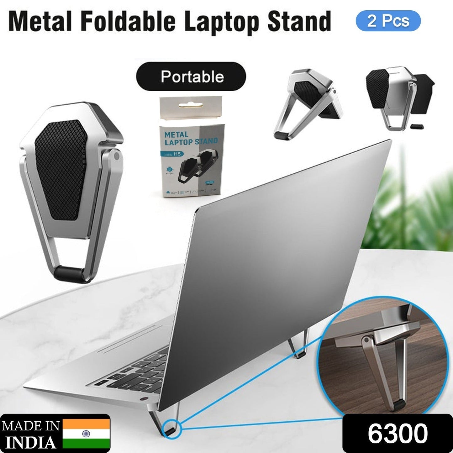 6300 Mini Premium Metal Folding Portable Stand Compatible with Every Laptop, Keyboard and Tablet